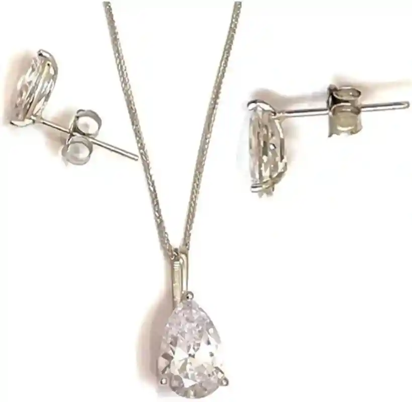 3ctw Diamond Pear Shaped Pendant Diamond Pear Shape Earrings Solid 18k GOLD Diamond Jewelry SET Pear Diamond Valentine's day Birthday Gift 