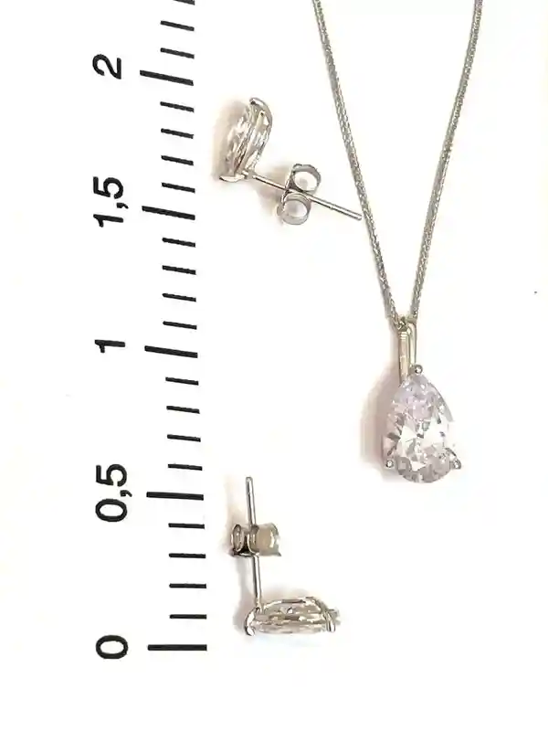3ctw Diamond Tear Drop Pendant Diamond Teardrop Earrings Solid 18k GOLD Diamond Jewelry SET Pear Diamond Anniversary Birthday Gift for her 