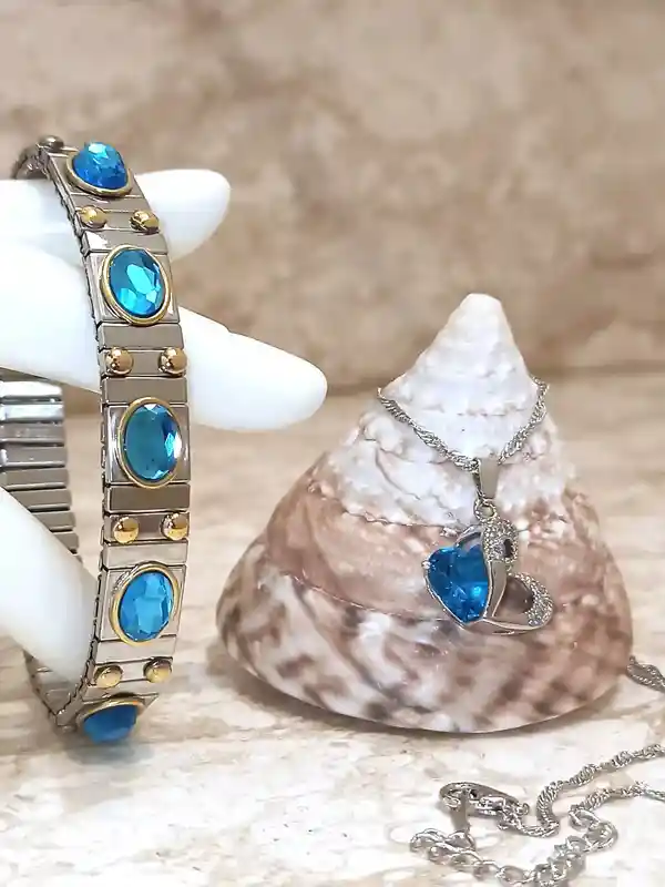One Of a Kind- Faberge-Style Egg -24kGOLD -Faberge Egg Music Box- Sterling Silver Jewelry - Blue NECKLACE - Silver,Topaz BRACELET - Faberge style 