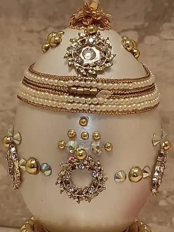 Famous Faberge style egg Wreath Ornament MUSIC Jewelry Box Gift 1996 ONLYONEOF Collectors Jewelry box DESIGNER Faberge egg 24kGold 