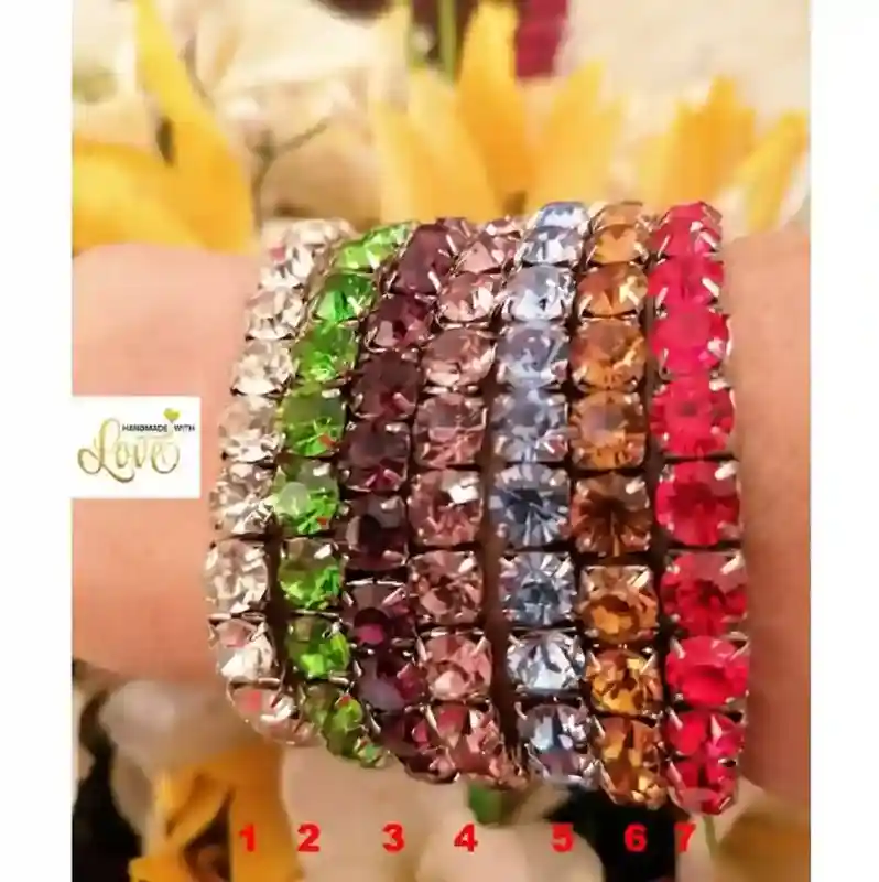 Rainbow Gemstone bracelet 18k white gold plating/Swarovski Multi colored bracelet for women Ruby Sapphire Emerald Diamond Onyx Amethyst gift 