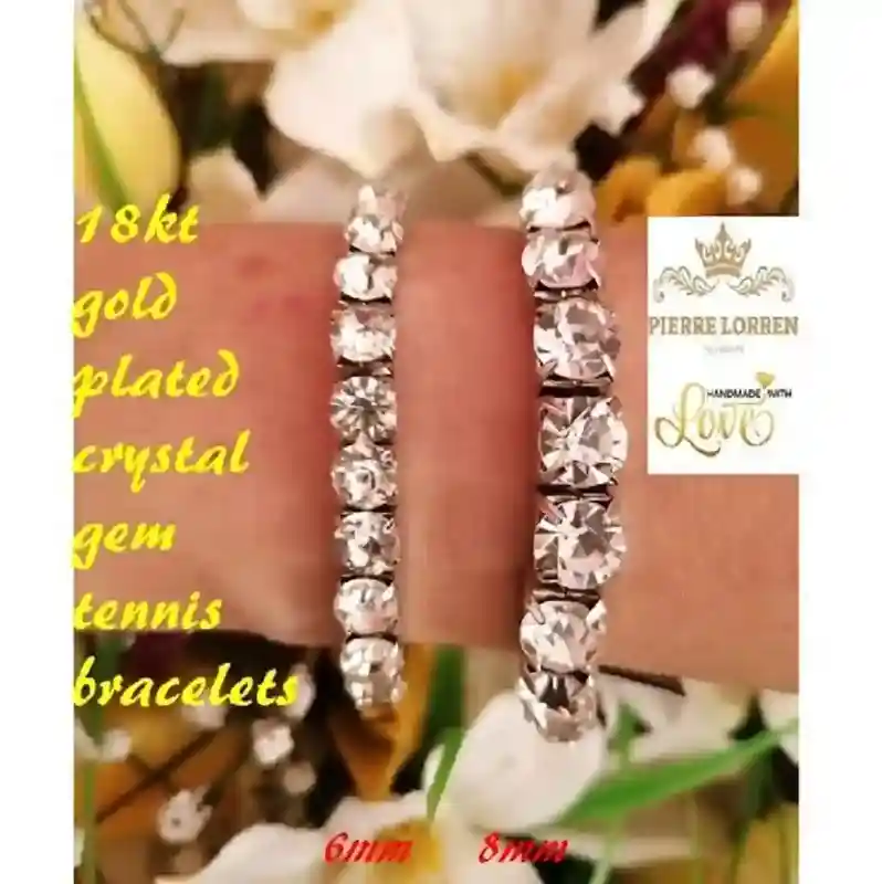 Rainbow Gemstone bracelet 18k white gold plating/Swarovski Multi colored bracelet for women Ruby Sapphire Emerald Diamond Onyx Amethyst gift 