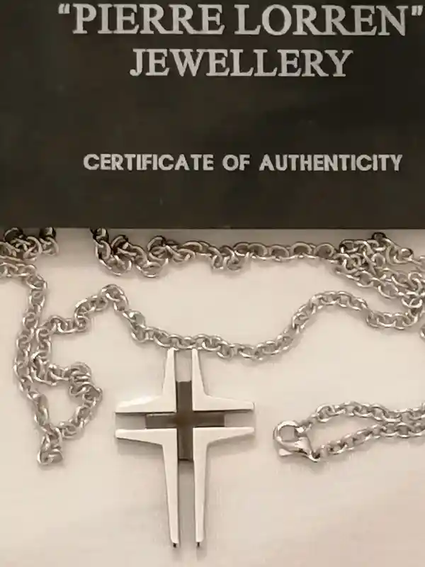 Cross necklace pendant for men/Onyx Cross chain necklace gift for him/ SURGICAL stainless steel CHRISTIAN cross for Godson Handmade Jewelry 