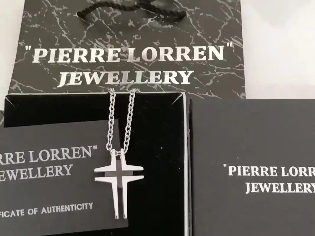 Cross necklace pendant for men/Onyx Cross chain necklace gift for him/ SURGICAL stainless steel CHRISTIAN cross for Godson Handmade Jewelry 