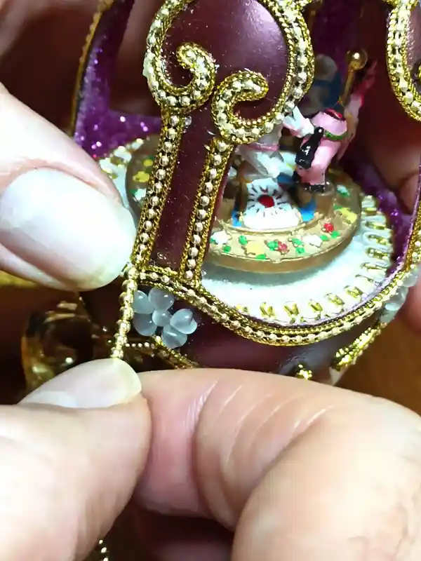 One Of a Kind - Faberge Egg style Musical Carousel Horse Faberge NECKLACE - Amethyst BRACELET- Purple Faberge egg 24k Handmade Faberge Egg 