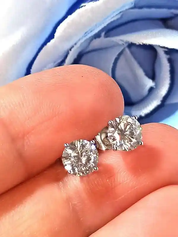 Round Cut diamond Earrings, White Gold Earrings diamond Jewelry, Bridal Earrings, Round Diamond Studs, Minimalist Earrings, Gifts for women 