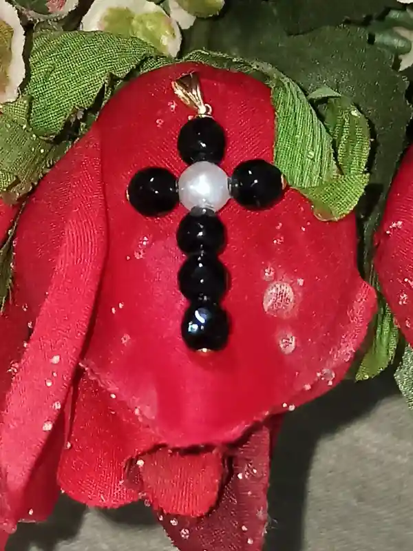 18k GOLD Pearl Cross Jewelry women LUXURY Pendant Christian Mom Gift Birthday Jewelry for Her Cross Pendant Cross Mom Christian Jewellery 