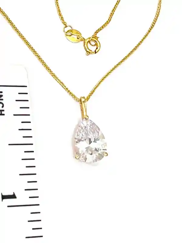 1.65ct SOLID 18k Gold Tear Drop Diamond Solitaire Pendant Pear Shaped Necklace Delicate Bridal Necklace Yellow Gold Pendant Handmade Jewelry 