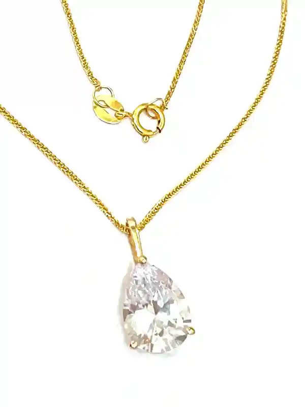1.65ct SOLID 18k Gold Tear Drop Diamond Solitaire Pendant Pear Shaped Necklace Delicate Bridal Necklace Yellow Gold Pendant Handmade Jewelry 