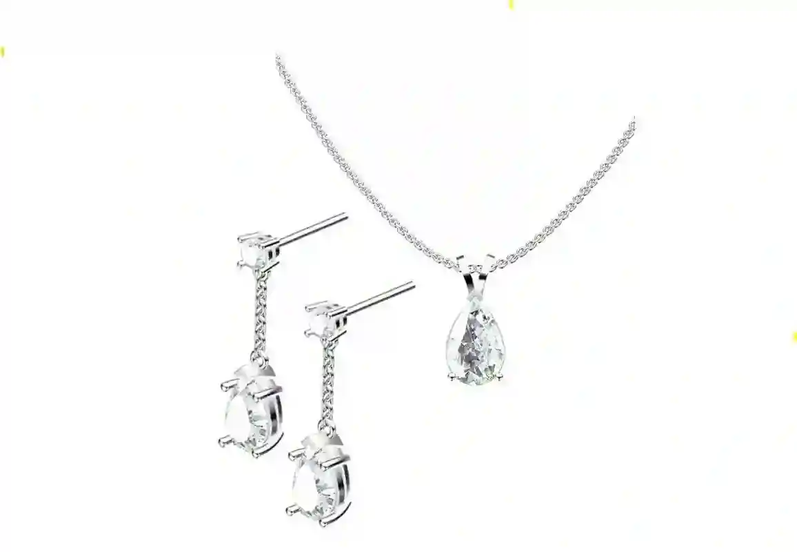 4ct Tear Drop Diamond Necklace Tear drop Diamond Earrings Diamond Jewelry SOLID 18k White GOLD Birthday Anniversary gift for her Graduation 