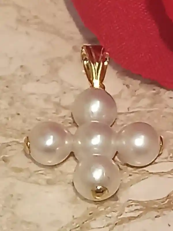 Japanese Akoya AAA,Pearl cross,18K GOLD Cross,Baptism Gift Girl,Pearl Crucifix,Pearl Cross Pendant,Christening gifts,Goddaughter pendant 