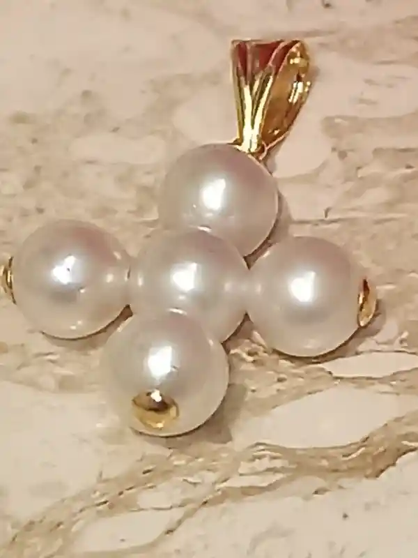 Japanese Akoya AAA,Pearl cross,18K GOLD Cross,Baptism Gift Girl,Pearl Crucifix,Pearl Cross Pendant,Christening gifts,Goddaughter pendant 