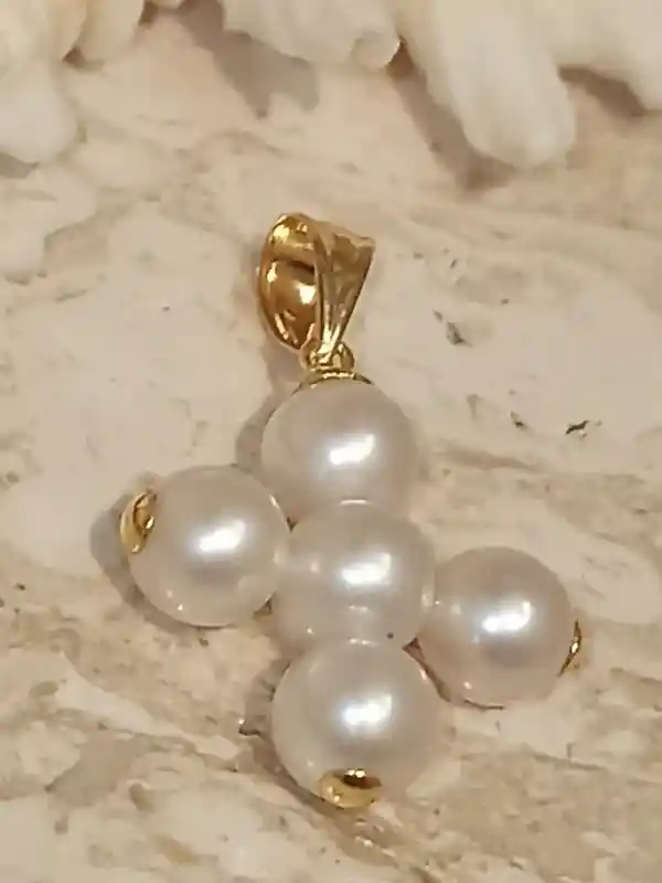 Japanese Akoya AAA,Pearl cross,18K GOLD Cross,Baptism Gift Girl,Pearl Crucifix,Pearl Cross Pendant,Christening gifts,Goddaughter pendant 