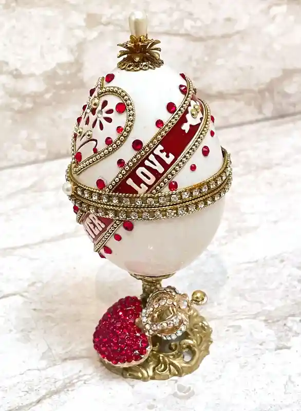 Musical Faberge egg Art, I Love You gift for Wife gift Ideas, 21 st Birthday gift from Dad, 21 Anniversary gift for her,24k Gold -Swarovski 