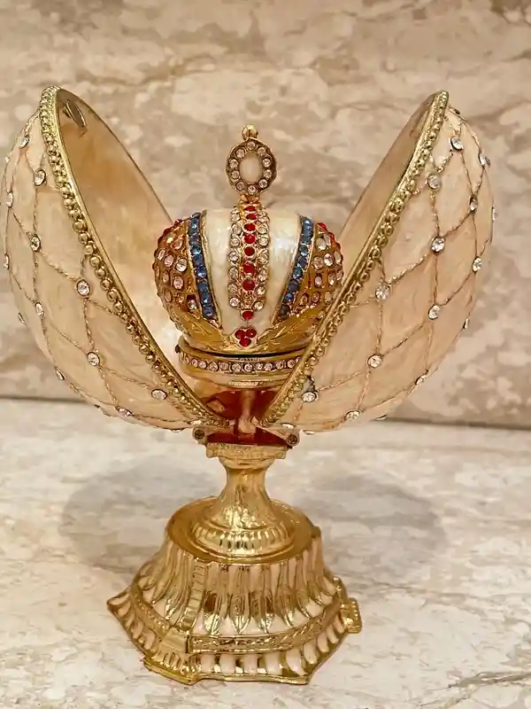 Faberge Egg HANDMADE 333 Austrian Crystals Jeweled Crown Trinket for men Faberge Egg Gift for Him Trinket Grad Gift Husband Anniversary Men 