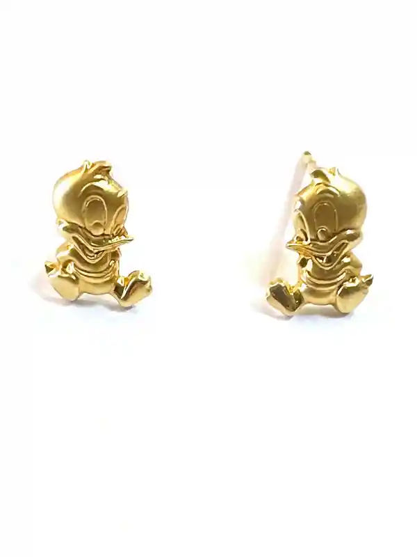 Vintage 2000 Original Donald Duck Earrings - Disney Jewelry - Donald Duck Stud Earrings - Unique Duck Earrings - 18k Solid Gold -Teen gift 