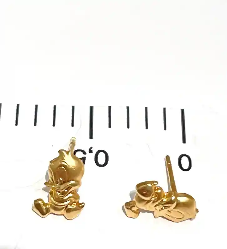 Vintage 2000 Original Donald Duck Earrings - Disney Jewelry - Donald Duck Stud Earrings - Unique Duck Earrings - 18k Solid Gold -Teen gift 