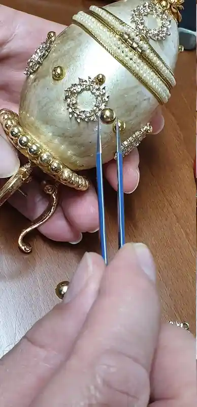 Antique Faberge Egg style ONLYOne Handcarved Faberge Designer Egg WREATH Musical Box 1996 Friendship HANDMADE Collectors Item Gift Fabrege 