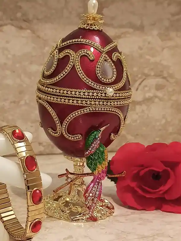 Faberge-Style egg Bird of Happiness Trinket,Mothers day gift,FABERGE egg MUSIC Box,Mothers day TRINKET box,Jewelry Box for Mother,Mom Bird Gift 