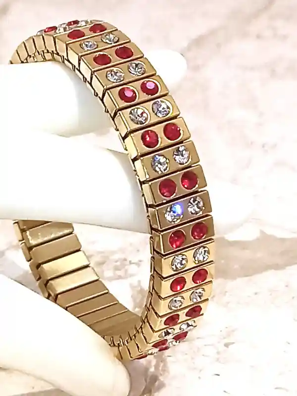 Ruby Bracelet, Handmade Ruby Jewelry, 24k GOLD 96 Handset Swarovski Crystal Ruby 2ct, Bracelet, Gemstone Bracelet, Anniversary Gift for her 