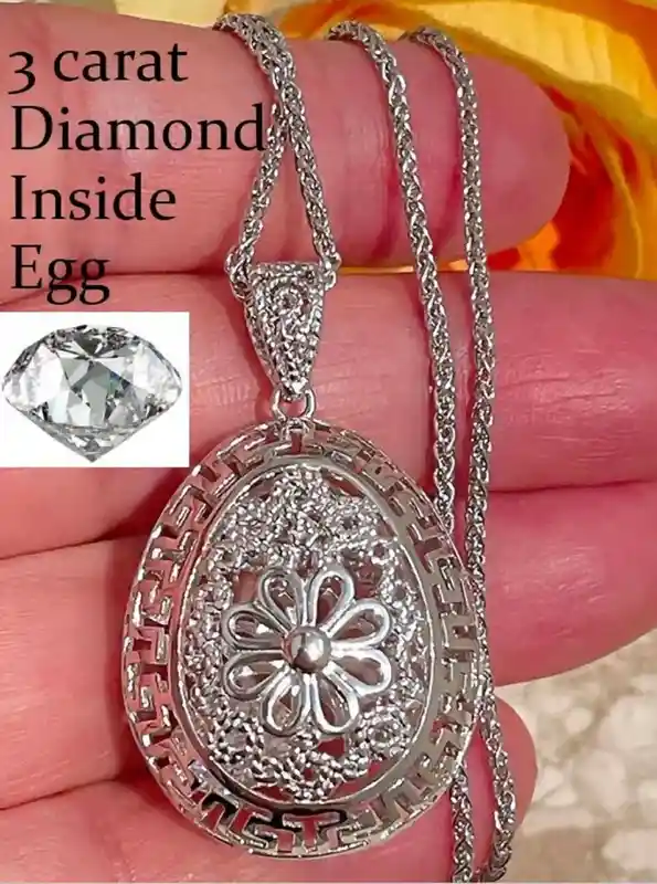 3 ct DIAMOND Handcrafted Jewelry Meander Silver Greek Key Necklace Meander pendant Diamond Necklace Faberge Egg SOLID Sterling SILVER 3carat 
