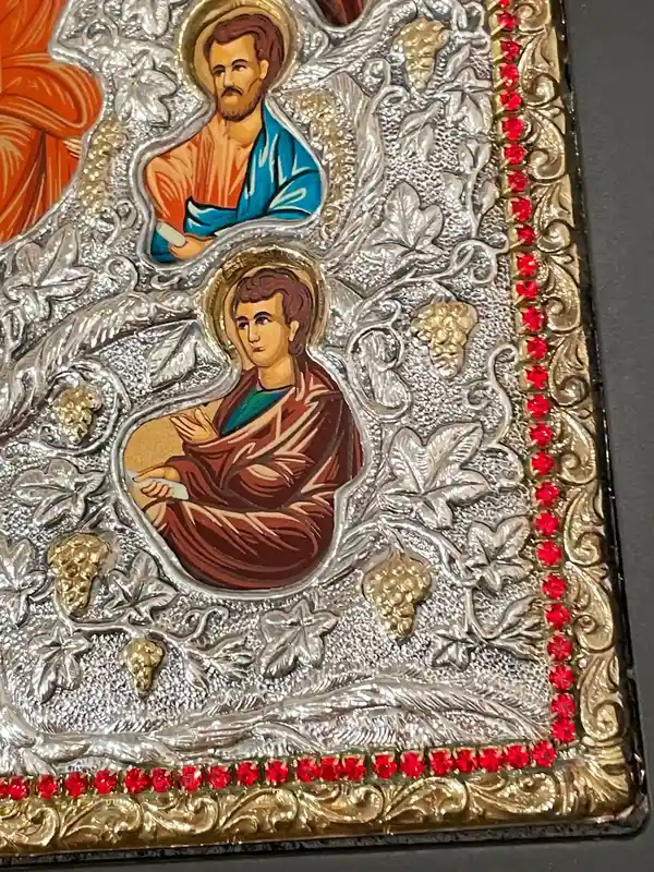 GOLD Lord Jesus Christ Orthodox Icon Byzantine Icon Religious Decor Christian Icon SOLID 925 Sterling Silver 340 Gems HANDMADE Tree of Life 