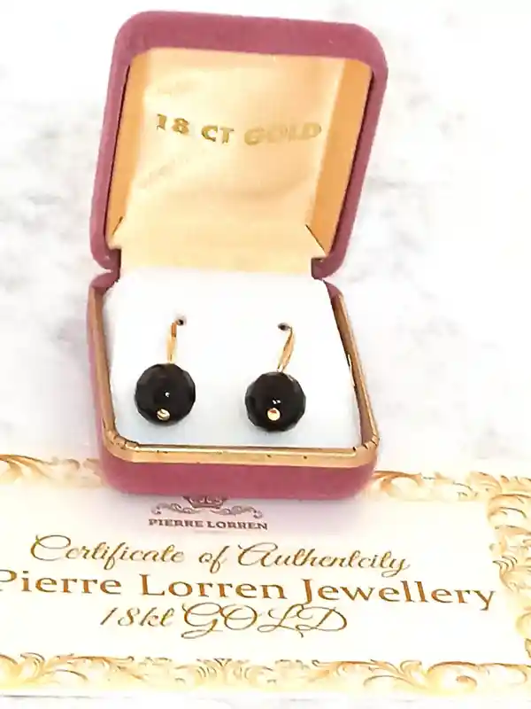 Luxury Earrings GOLD,Designer Earrings Dangle,Solid Gold Earrings,18k GOLD Earring Dangle,NATURAL Onyx,10mm,Gemstone Earrings Dangle Gold,1