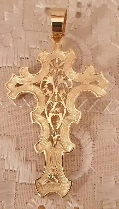 Rare 18k Solid LARGE Gold Cross Pendant Women/BYZANTINE Cross Pendant Gift/Religious Jewellery Crucifix for woman/HANDMADE Christian Jewelry 