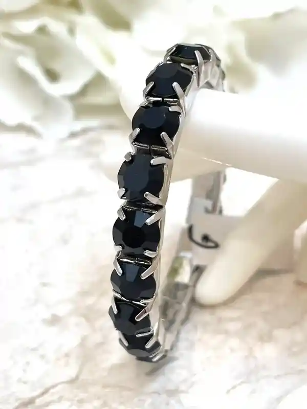 BLACK Jewelry Silver Onyx Bracelet Tennis Bracelet Gemstone Bracelet Onyx Jewelry Black Evening Bracelet Dainty Bracelet Onyx Gift for her 