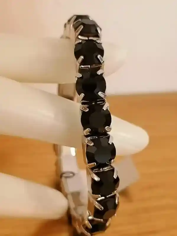 BLACK Jewelry Silver Onyx Bracelet Tennis Bracelet Gemstone Bracelet Onyx Jewelry Black Evening Bracelet Dainty Bracelet Onyx Gift for her 