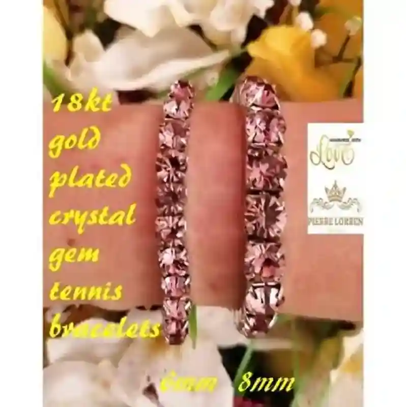 18k White Gold Pink Pink Tennis Bracelet 8mm Pink Bridesmaid Jewelry gift for her Pink Topaz Jewelry Bracelet for Girls Graduation Handmade 