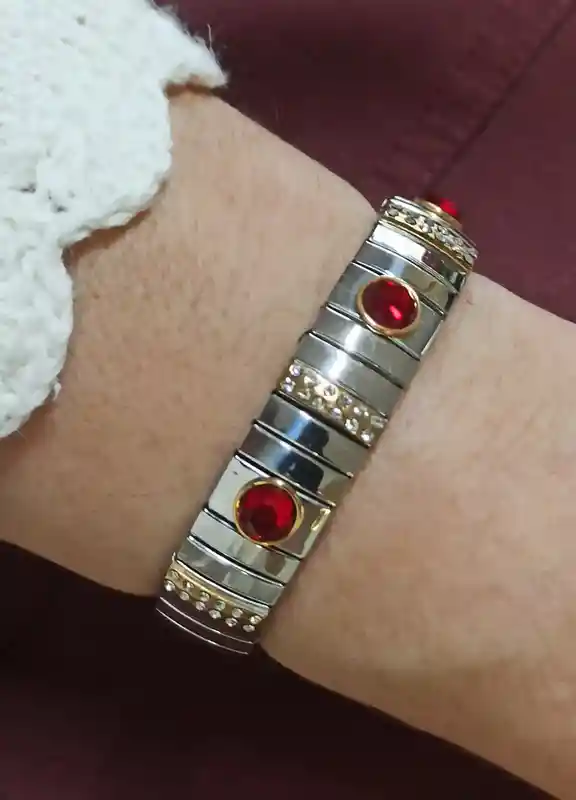 Genuine Ruby Crystal Bracelet / Silver Bangle Bracelet for Women/ July Birthstone/ Mothers Jewelry / HANDMADE Gemstone Jewelry/ New Mom Gift 