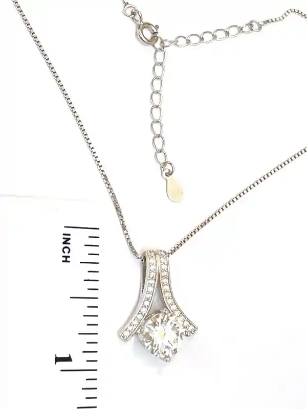 Pillar Of LIGHT 2 carat DIAMOND Solitaire Pendant Lab Created Diamond Necklace Moss Round Diamond Jewelry Certified Mom Anniversary Birthday 