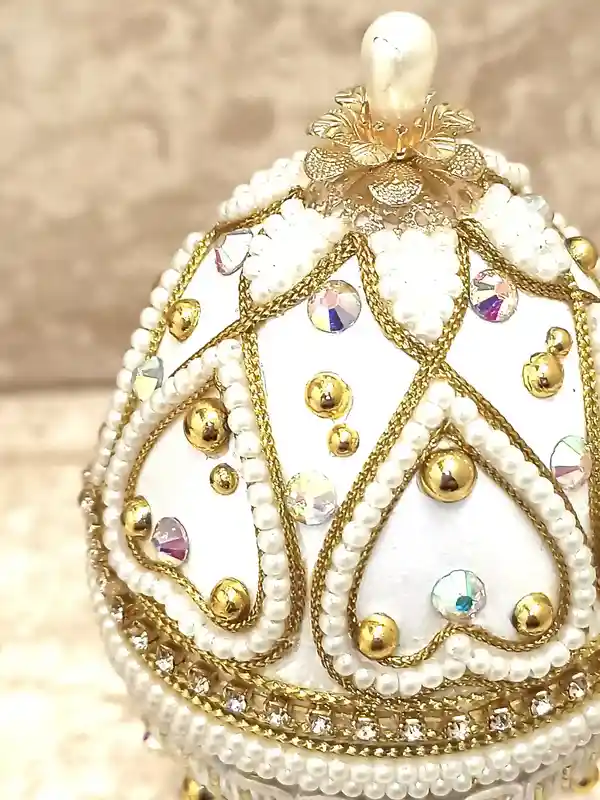 5ct, Angel, Baptism Cross Box, Egg Faberge-Style, Guardian Angel Ornament, First Communion, Baptism Box, 24k GOLD, Christian Baby, Confirmation 