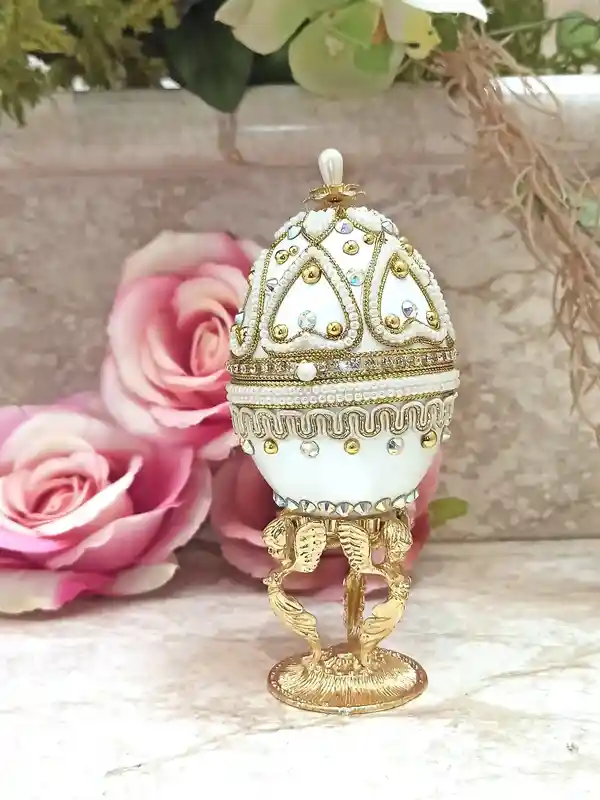 5ct, Faberge-Style, Angel Vintage, Christian Trinkets, 24k GOLD, Faberge Egg, Angel Trinket Box, Christmas gift, Xmas Angel, Faberge Egg style 