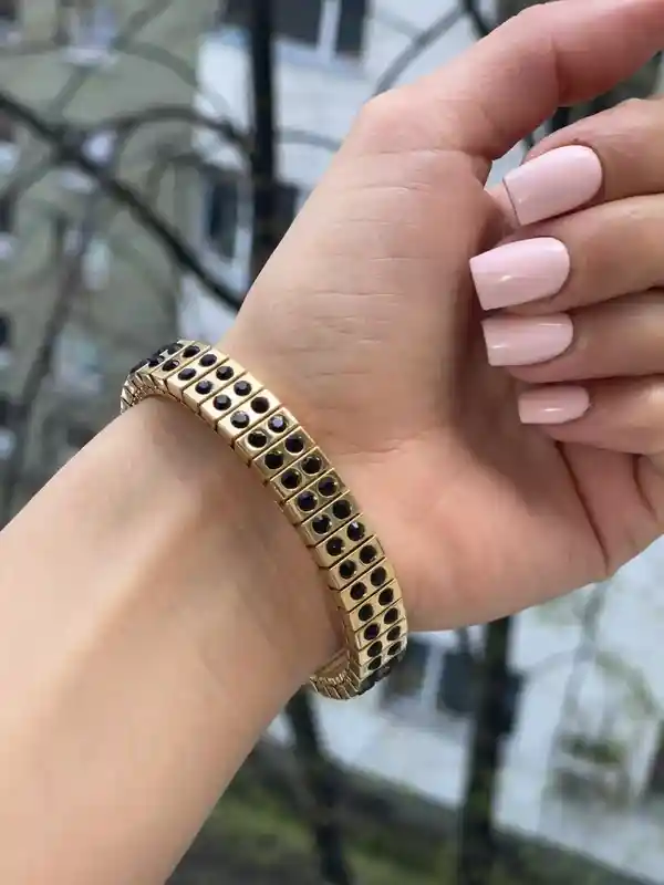 2ct Onyx Handmade Jewelry 24k Gold Black Onyx bracelet Birthday gift Minimalist bracelet Mother of the Bride Bracelet Femme Ready to ship 