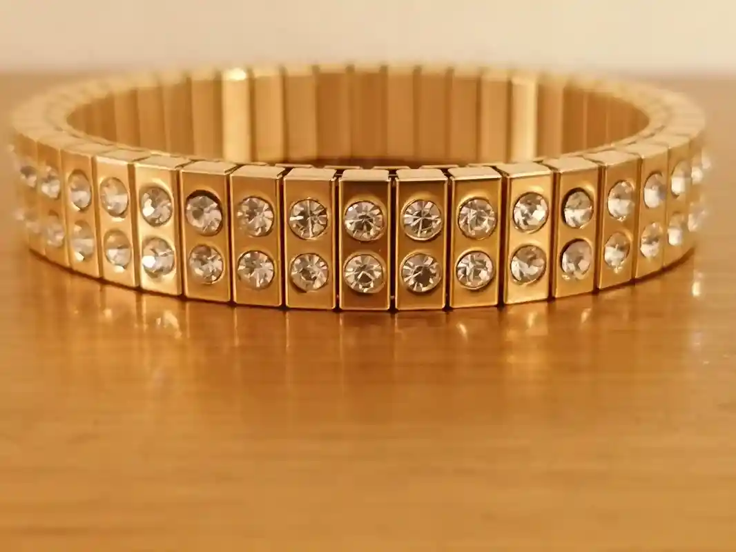 Ladies Bracelet WEDDING gift ideas BRIDAL bangle GOLD diamond Stretch Swarovski Crystal bracelet 24K Gold Evening Formal Womens Jewelry Gift 