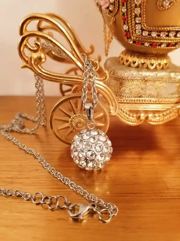 FABERGE-Style pendant style Handmade Jewelry Faberge egg Birthday jewellery gift for her 50 Austrian Diamond Crystals HANDSET Silver Tarnish free 