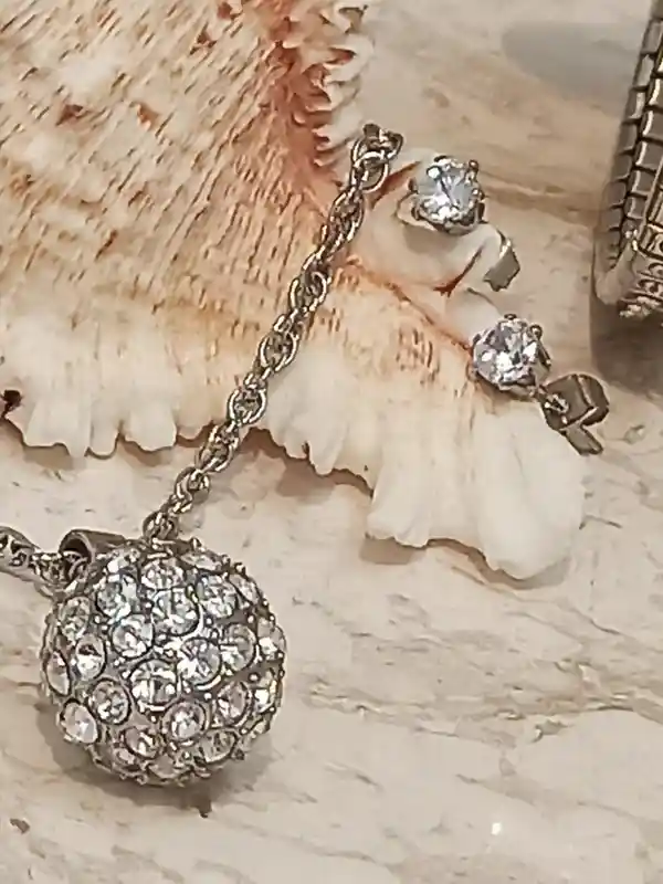 Large Swarovski Ball Pendant Necklace Earring and bracelet set,Mother of the bride Gift from daughter, Mombirthday Present. Silver Jewellery 