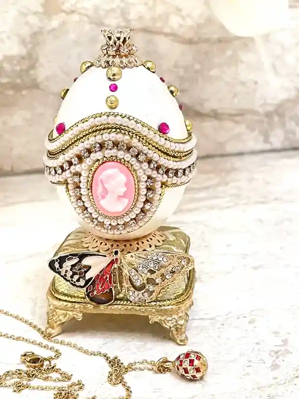 ONE Of a Kind Vintage Faberge Egg Ring Box Faberge egg 25th Birthday Anniversary Gift for her Fabrege egg Christmas gift Faberge Musical egg 