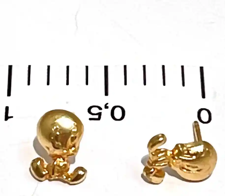 Tweety Bird Earrings - SOLID 18k Gold - Vintage Warner Bros Jewelry for women - Tweety Stud Earrings - 