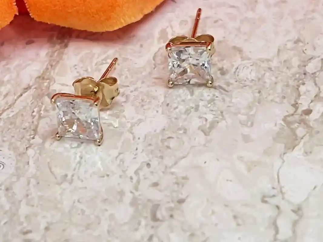 1.5 carat Square Earrings Diamond Studs Solid 18k Gold Diamond Earrings Square Princess Cut Diamond Earrings for women Square Diamond Studs 