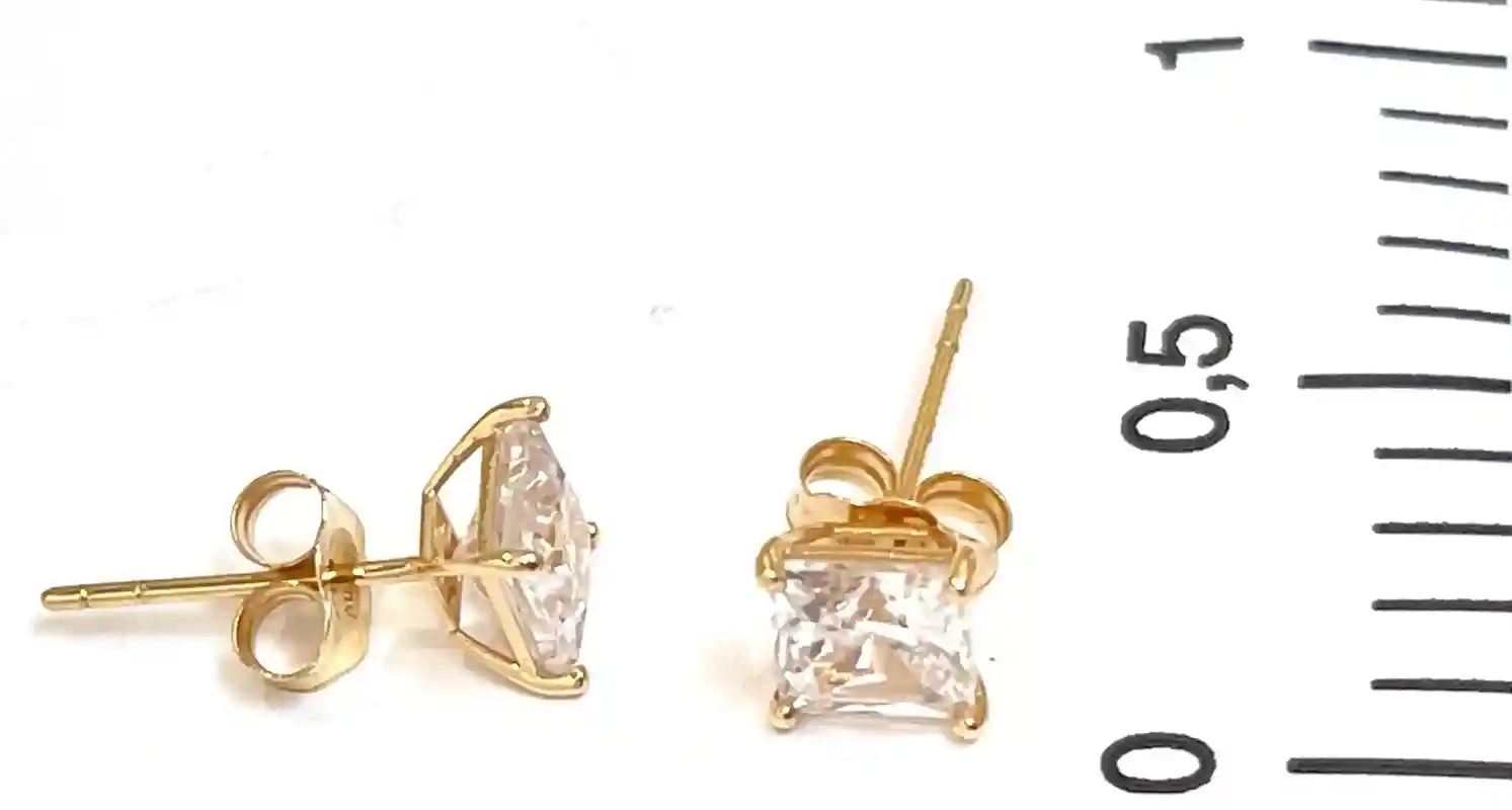 1.5 carat Square Earrings Diamond Studs Solid 18k Gold Diamond Earrings Square Princess Cut Diamond Earrings for women Square Diamond Studs 