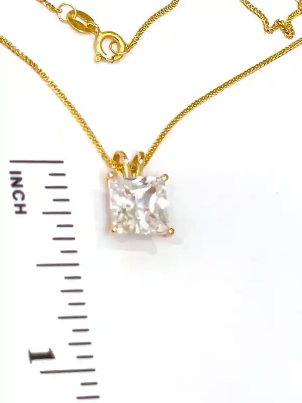 18k Square Pendant Diamond Solitaire 18kt Solid Gold Necklace Floating Diamond Necklace Solitaire Diamond Princess Cut Diamond Jewelry gift 