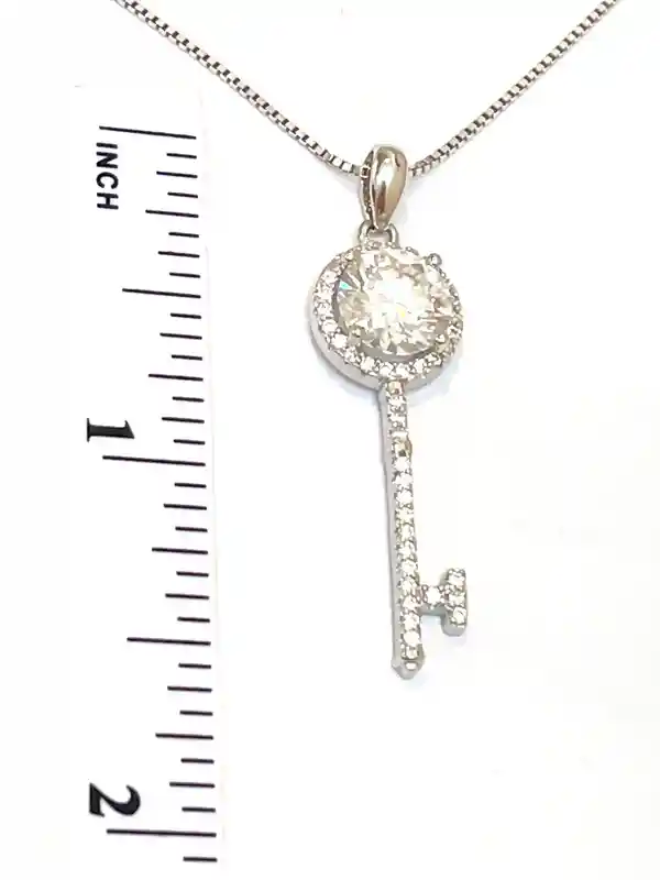 2.3ct Diamond Key Necklace Diamond Key Pendant 21st Birthday gift for Daughter Vermeil 18k White Gold Diamond Solitaire Jewelry Key Jewelry 