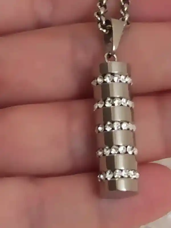 Silver SWAROVSKI Necklace Cylinder PARIS Necklace Wedding Pendant Modern Silver Necklace Jewelry Christmas Gift for Women Bridal Necklace 