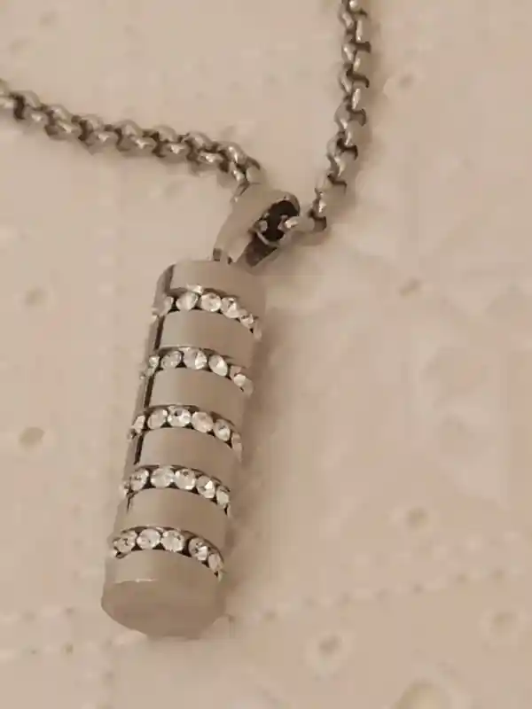 Silver SWAROVSKI Necklace Cylinder PARIS Necklace Wedding Pendant Modern Silver Necklace Jewelry Christmas Gift for Women Bridal Necklace 