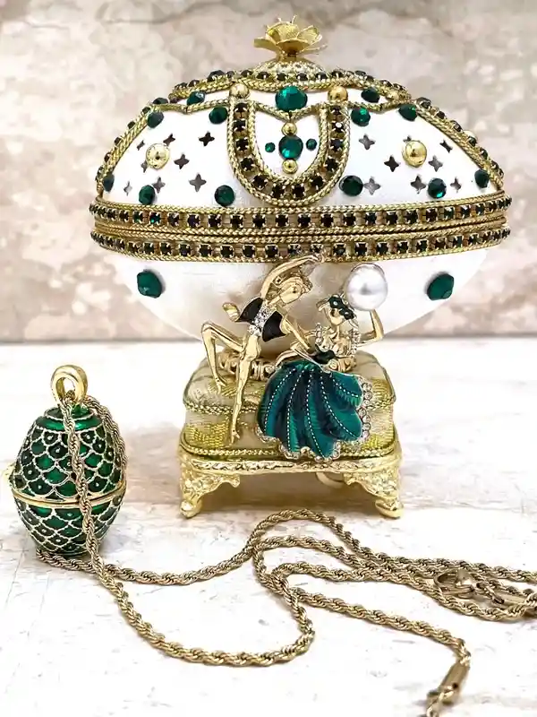 ONE ONLY, Faberge-Style Egg Ornament, Couple Gift for Wedding, Present for wife, Birthday Gift for her, Marriage Anniversary, Faberge egg, 24kGOLD 