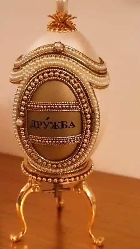 Imperial Faberge Egg Style 24kGOLD HANDCARVED Real egg Musical Gift Jewelry box VINTAGE Unique Friend gift Faberge Photo frame Ornament 