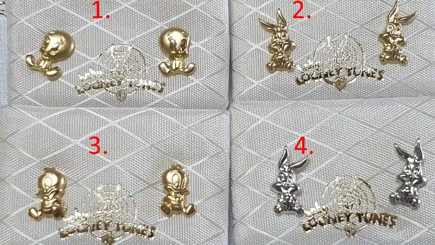 Solid 18k GOLD Earrings Donald duck gift Original Looney Tune/Girls earrings studs Gold Animal Warner Bros/Baptism gift girl Cartoon earring 